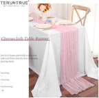 Teruntrue 20 Pack Light Pink Cheesecloth Table Runner 17x108 Inch, Boho Gauze Sheer Fabric Cheese Cloth Table Runners for Wedding Party Bridal Shower Baby Shower Birthday Home Decor Garden Farmhouse - Image 5