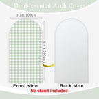 Checkered Gingham Arch Backdrop Cover 6.6ft Green and White Plaid Party - Image 3
