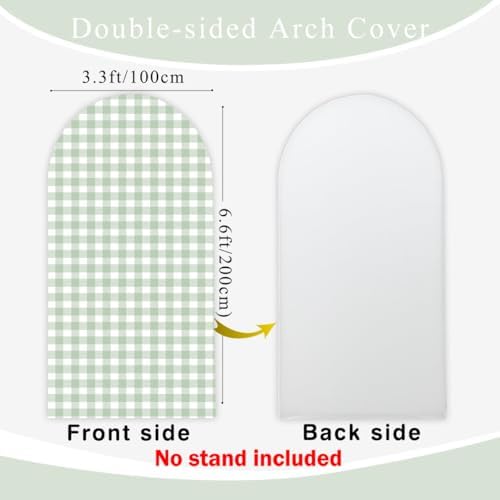 Checkered Gingham Arch Backdrop Cover 6.6ft Green and White Plaid Party - Image 3