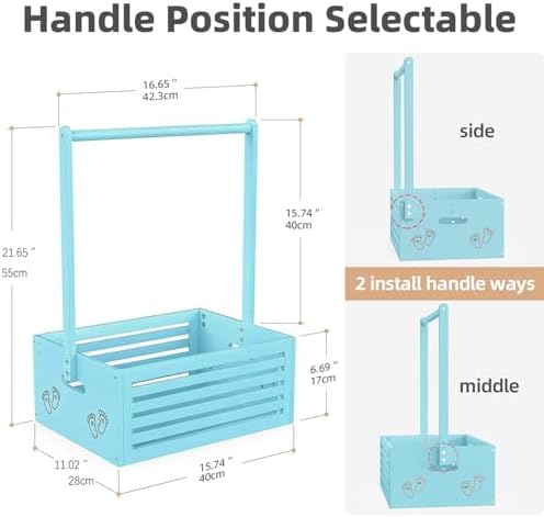 BAMBOOHOMIE Baby Shower Crate Closet, Baby Baskets with Hangers Handle, Baby Crate Box for Baby Shower, Welcome Gift Basket for Newborn Baby, Pregnancy Gift for New Parents (Blue, Large Size) - Image 4