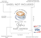 Andaz Press Personalized A Baby is Brewing Baby Shower Decorations, Minimal Heart Latte Mug Welcome Sign Decor Coffee Themed, Brewing Coffee Decorations, 16x20 Inch - Image 2