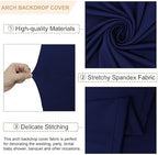 FANPROMS Wedding Arch Cover 7.2FT 6.6FT 6FT Navy Spandex Arch Cover Set of 3 Arch Covers Stretchy Backdrop Round Top Arch Cover for Arch Stand Chiara Backdrop Covers for Wedding Birthday Party Decor - Image 3