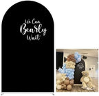 Black Arched Fabric Backdrop Covers We Can Bearly Wait Theme Arch Stand Cover for Baby Shower Birthday Party Decoration Props (2.2x5FT) by KONPON
