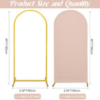 Metal Arch Stand and Cover Set,1 Nude Spandex Fitted Backdrop with 1 Gold Wedding Arched Stand Frame for Parties Birthday Baby Shower Bridal Banquet Decoration (6FT) - Image 2