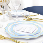 realluck 100Pcs White & Blue Plastic Plates for 50 Guests - Image 5