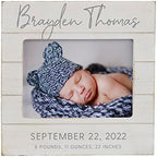 Personalization Universe Personalized Simple and Sweet Baby Shiplap Frame 5x7 Horizontal Picture Frame - Rustic Whitewashed Wood Photo Frame for Newborn, Boy or Girl, Newborn & Family Pictures, Tabletop Display with Easel Back Design by PersonalizationUniverse