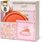 Birthday Party Celebration, Stylish Tableware Set for 8 Guests – Pink/Red by EmergencyConfetti