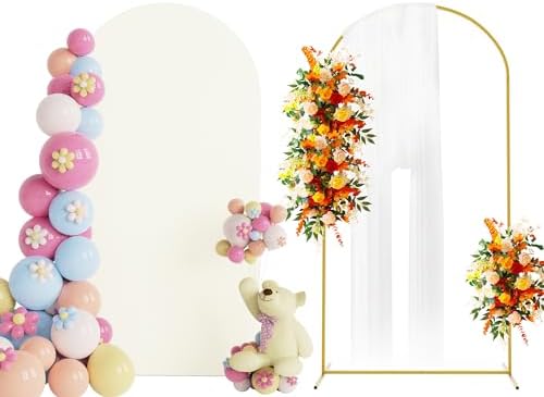 Putros Arch Backdrop Stand and Cover Set, 6.6ft Arch Stand with Ivory Cover by Putros