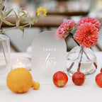Frosted Arch Acrylic Wedding Table Numbers 1-15 with Stands - Image 2