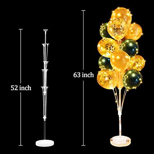 Cicicooie Balloon Column Stand Kit for Floor with String Light 2 Set Gold and Green Centerpieces Balloon Holder Decoration for Opening Adult Birthday Party Men Bachelor Party - Image 3