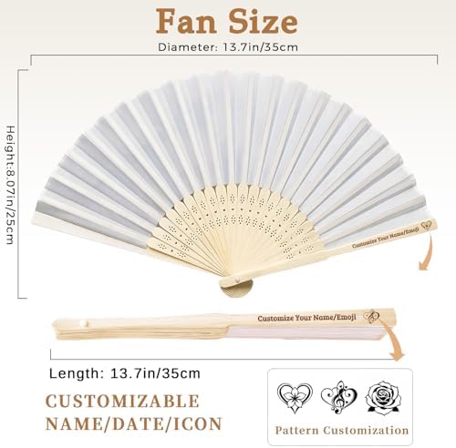 50 Pcs Personalized Wedding Fans, Custom Folding Hand Fans - Image 4