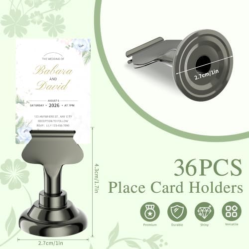 Urban Deco 36 Pieces Table Card Holder Place Card Holders 1.7 inches Gold Steel Card Holders for Photos, Food Signs, Memo Notes, Weddings, Restaurants, Birthdays(Black 36PK) - Image 2