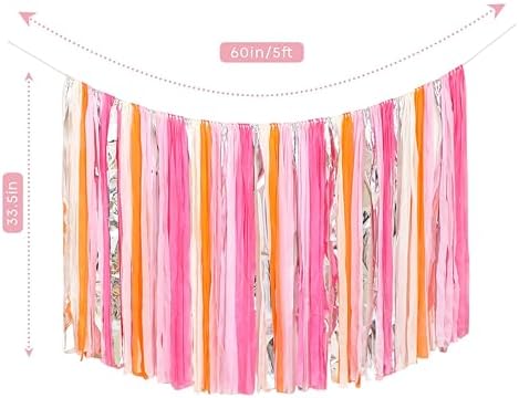 PapaKit 5ft Extra Large Sunset Sorbet Streamer Fringe Backdrop | Ready to Hang | String-Hanging Damage-Free Photo Booth Background for Summer Party, Bridal Shower, Birthday - Image 2