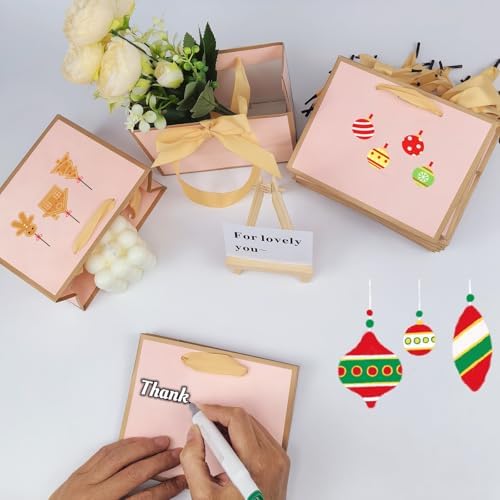 TKSBAG 100 Pack Pink and Gold Gift Bags with Bow Handles, 6.4×3.1×5.1 In Small Thank You Bags Bulk for Birthday, Weddings, Baby Shower, Party Favors, Mother's Day - Image 5
