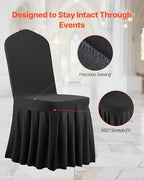 VEVOR Chair Covers, Polyester Spandex Chair Cover, Stretch Slipcovers for Wedding Party Dining Banquet Flat-Front Chair Covers (Black-d, 30PCS) - Image 6