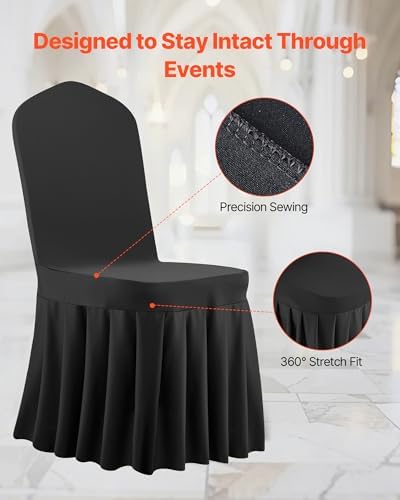 VEVOR Chair Covers, Polyester Spandex Chair Cover, Stretch Slipcovers for Wedding Party Dining Banquet Flat-Front Chair Covers (Black-d, 30PCS) - Image 6