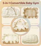 Mallify 5-in-1 Plush Baby Play Gym, Baby Play Mat, Convertible Baby Gym with Blanket and 6 Toys, Tummy time mat, Baby Activity Center from Newborn to Toddler, Baby Gym, Baby Newborn Essentials,Cream - Image 2