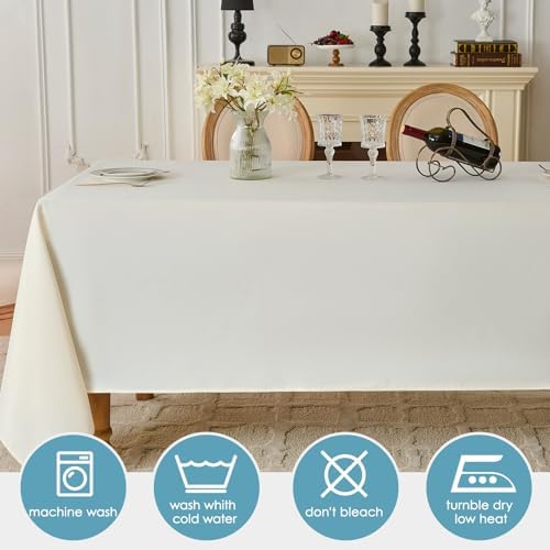 VidaFete 10 Pack 90 * 156inch Ivory Rectangle Tablecloth for 8ft Tables - Image 3
