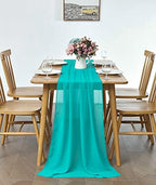 Pufogu 5 Pack 10Ft Turquoise Chiffon Table Runner Sheer 29x120 Inch - Image 4