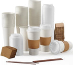 JOLLY PARTY 50 Pack 20 oz Disposable Paper Coffee Cups with Lids & Sleeves by JOLLYPARTY