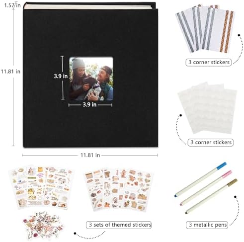 Vienrose Scrapbook Photo Album, 12x12 Inches, 60 Pages, Black - Image 2