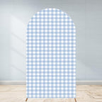 Checkered Gingham Arch Backdrop Cover 7.2ft Blue and White Plaid by Unknown