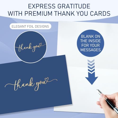 150 Pack Thank You Cards with Envelopes & Stickers Navy Blue - Image 4