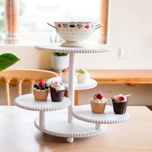 Wooden 4 Tiered Cupcake Stand Rustic Beaded Tower for 50 Cupcakes Party by Unknown
