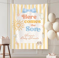 Here Comes the Son Baby Shower Banner, Boho Sunshine Welcome Sign, Personalized Baby Boy Shower Backdrop, Custom Sonshine Party Decor, Retro Sun Baby Sprinkle Tapestry Wall Decoration by Unknown