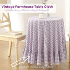 Lavender White Gingham Nightstand End Tablecloth Round Dia.51” - Image 4