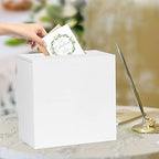 Fowecelt White Wooden Wedding Card Box, Large DIY Card Gift Box for Wedding Reception, Graduation Party, Bridal Shower, Keepsake Party Favor, Cosmetic Home Decor (10 x10 x 5.5 Inch) - Image 7