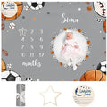 Personalized Baby Milestone Blanket for Boys Girls Baby Month Blanket- First Year Calendar Monthly Growth Chart -Football Print Halloween Birthday Gifts for Infant Todder(FixedSize) by Dyoart
