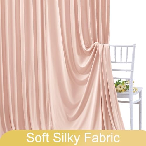 40ft x 10ft Wrinkle Free Blush Pink Wedding Backdrop Curtains for Party Bridal Shower Reception Decorations Blush Pink Fabric Curtain Backdrops Drapes for Photography Baby Shower Birthday Background - Image 6