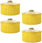 4 Pack 120 Inch Yellow Cloth Tablecloth for 5 FT Round Tables, Stretchy Fitted Circle Picnic Tables Cloths, Spandex Table Cover with Table Skirt for Wedding Photography Party Events Graduation by Creativepartyuniquedecorat