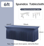 2 pk Navy Blue Spandex Tablecloth 6ft With Ruffle Table Skirt, Wrinkle Free Stretchy Fitted Tablecloths for 6 Foot Rectangle Tables, Elastic Spandex Table Covers 6ft for Weddings Parties Banquet Craft - Image 4