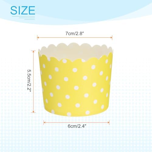 HARFINGTON 150Pcs Paper Baking Cups 6oz Disposable Bulk Cupcake Dot Yellow - Image 2