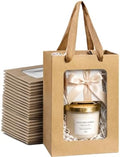 VAGREEZ Gift Bags with Clear Window, Reusable Small Medium Kraft Transparent Window Paper Bags with Handles in Assorted Colors and Bulk Pack for Party, Wedding, Birthday and Small Business, Brown / Small / 30 Pack by VAGREEZ