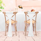 60 PCS White Chair Sashes Cheesecloth Sashes Rustic Chair Decorative Bows Designed ChairCover for Wedding Banquet Party Aisle Home Kitchen Decoration (16 x 70 inch) - Image 7