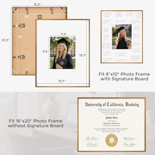 Signature Picture Frame 16x20, Aluminum Signable Frame with Glass, Bronze - Image 2