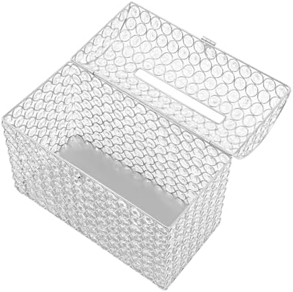 Crystal Wedding Card Box with Heart Lock Wedding Money Box Treasure Chest Silver Bead Card Receiving Memory Storage for Wedding Reception Birthday Graduation Baby Shower Party (Silver) - Image 4