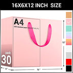 EUSOAR Extra Large Pink Gifts Wrap Bags, 30 Pack 16x6x12 inches Shopping Bags with Handles Bulk, Retail Wrapping Bags for Wedding, Craft Grocery, Boutique, Party Favor, Business - Image 3