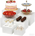 Fushiton 6 PCS Nesting Buffet Risers Set, 5/6/7/8/9/10 in Stackable White Display Stands for Food, Desserts, Jewellery and Collectibles, Versatile Table Riser for Catering, Parties and Retail Displays by FUSHITON