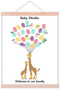Personalized Communion Gift Fingerprint Giraffe Guest Book Canvas Party Decorations for Boy Baby Shower DIY Thumbprint Signature Painting Ready to Hang-60x90cm by Unknown
