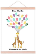 Personalized Communion Gift Fingerprint Giraffe Guest Book Canvas Party Decorations for Boy Baby Shower DIY Thumbprint Signature Painting Ready to Hang-60x90cm by Unknown