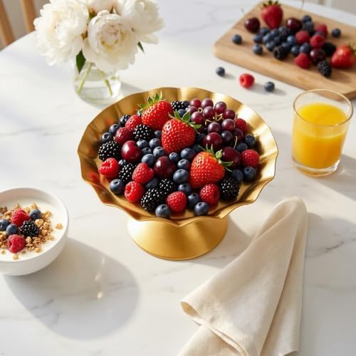 3 Pcs Gold Metal Cupcake Stand Scalloped Edge Dessert Display Tray - Image 4