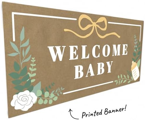 Big Dot of Happiness Boho Botanical Baby Shower Kraft Paper Banner, Greenery Welcome Baby Banner, Printed Brown Paper Party Sign Decoration – 1 Count - Image 4