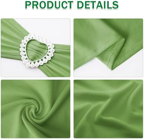 Pack of 120 Spandex Chair Sashes Bows Stretch Chair Cover Band with Buckle Slider Universal Elastic Chair Ties for Wedding Banquet Party Event Decoration (Sage Green) - Image 3