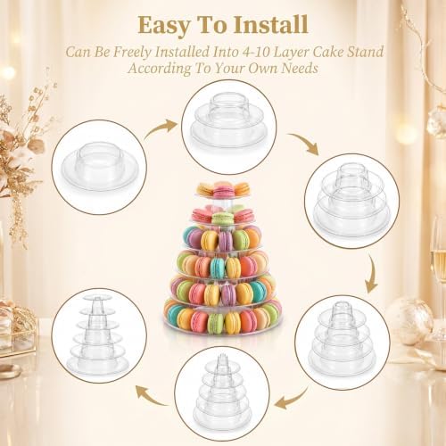 6 Tiers Clear Macaron Tower Stand, 2 Pcs Plastic Macaron Display Holder - Image 6