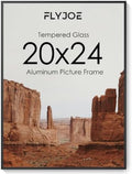 20x24 Metal Picture Frame, Aluminum Poster Frame with Real Glass, Black by FLYJOE