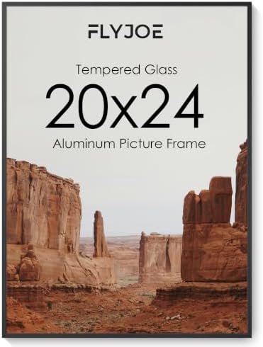20x24 Metal Picture Frame, Aluminum Poster Frame with Real Glass, Black by FLYJOE